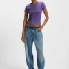 Slim fit-T-shirt med strasslogotyp i stretchbomull