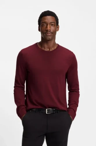 Slim fit-tröja i merinoull