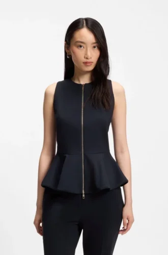 Slim fit-väst med peplum-kant