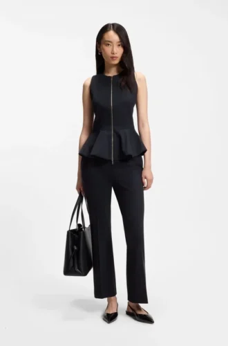 Slim fit-väst med peplum-kant