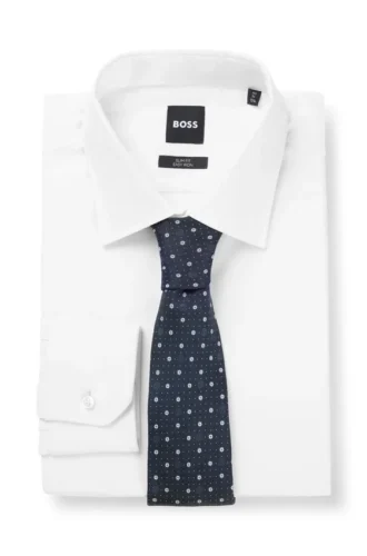 Slipsar i silkesblandning med mikro-Double B-monogram