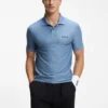 Smalpassad polotröja i Active Stripe-jersey med fyrvägsstretch