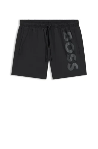 Snabbtorkande badshorts med vertikalt logotryck