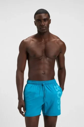 Snabbtorkande badshorts med vertikalt logotryck