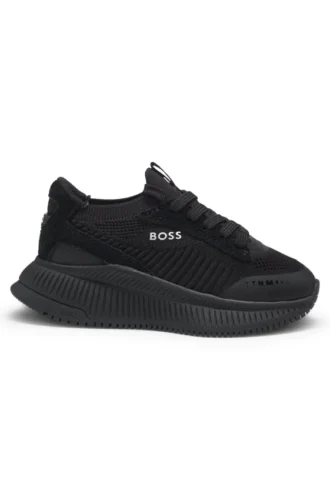 Sneakers för barn med stickad ovandel och mocka-detaljer