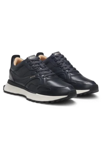 Sneakers i bronserat läder