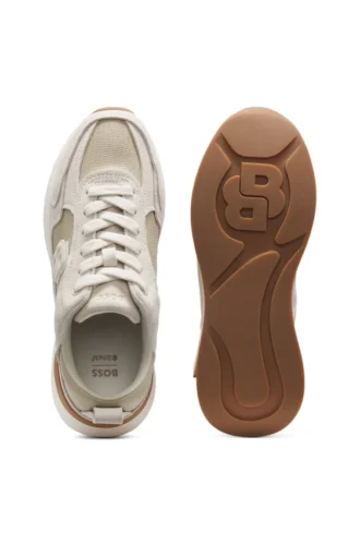 Sneakers i imitationsmocka med läder i ödlemönster