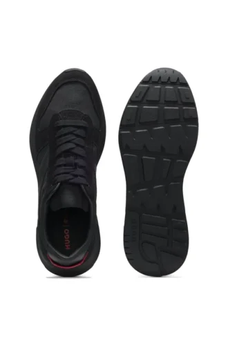 Sneakers i monogramjacquard med kant i imitationsmocka