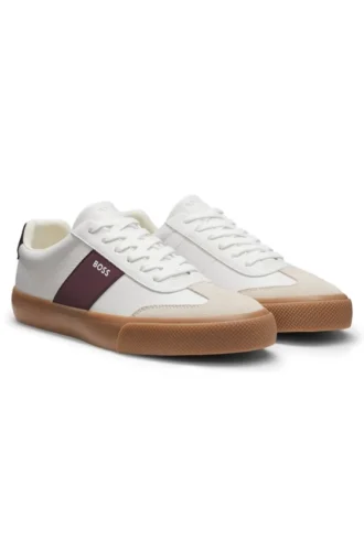 Sneakers med läderdetaljer i konstläder
