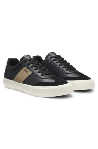 Sneakers med läderdetaljer i konstläder