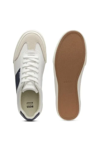 Sneakers med läderdetaljer i konstläder