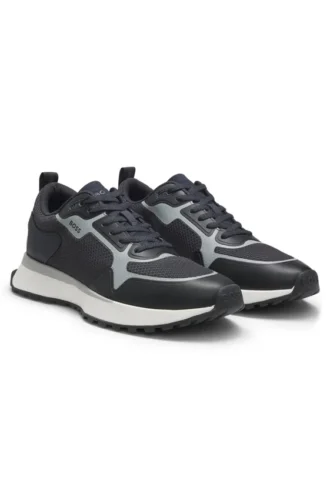 Sneakers med meshdetaljer i blandade material