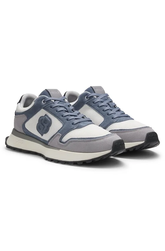 Sneakers med mocka-detaljer och Double B-monogram Sneakers med mocka-detaljer och Double B-monogram