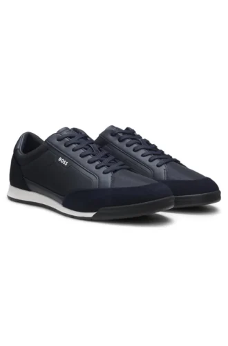 Sneakers med mocka-detaljer och ribbad sula