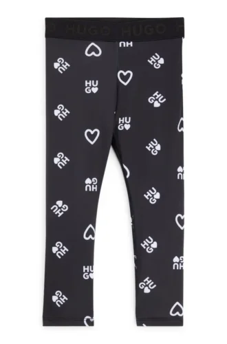 Stretchleggings för barn med logotyp och hjärtmönster