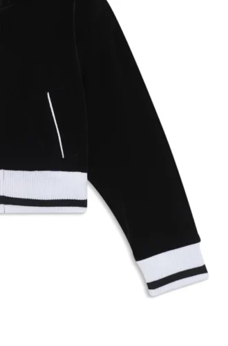 Stripad ribbad hoodie med dragkedja i sammet för barn