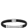 Svart flätad läderarmband med fiskbensmönstrade detaljer Svart flätad läderarmband med fiskbensmönstrade detaljer