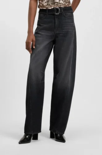 Svarta jeans med ballongben i styv denim
