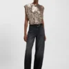 Svarta jeans med ballongben i styv denim