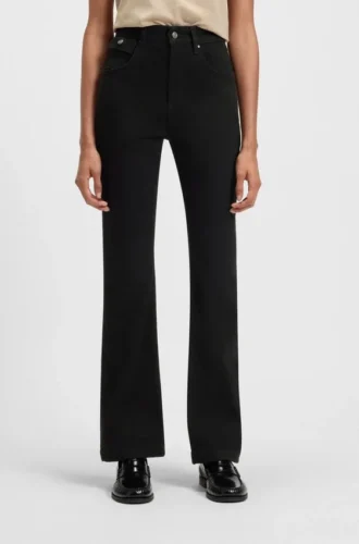 Svarta jeans med vida ben i stretchdenim