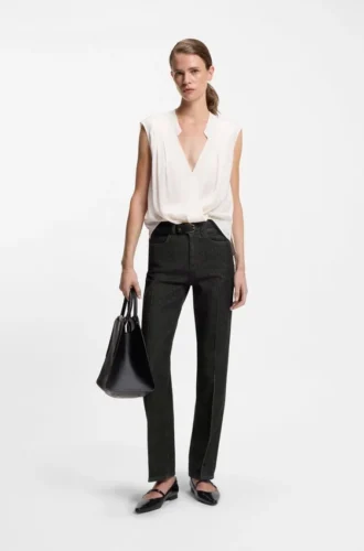 Svarta slim fit-jeans i stretchdenim med marmorstruktur