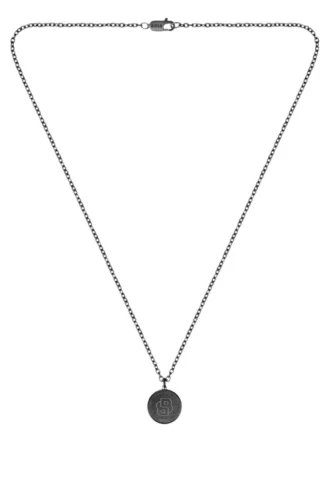 Svartpläterat halsband med Double B-monogrammedaljong