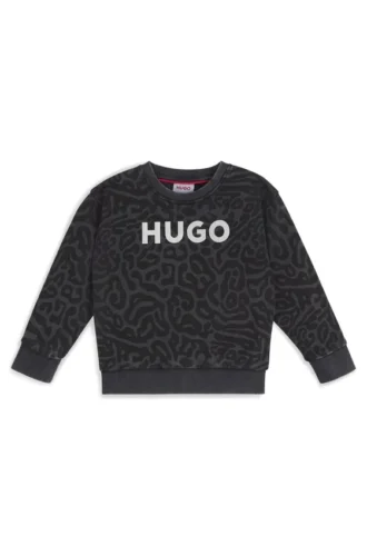 Sweatshirt för barn med leopardmönster och dragkedja bak