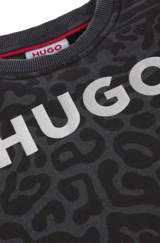 Sweatshirt för barn med leopardmönster och dragkedja bak