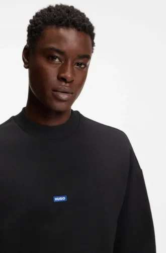 Sweatshirt i bomullsfrotté med blå logotyp