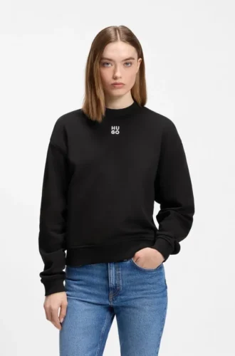 Sweatshirt i bomullsfrotté med broderat logotypmönster