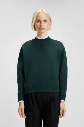Sweatshirt i bomullsfrotté med broderat logotypmönster