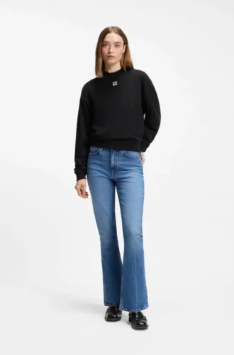 Sweatshirt i bomullsfrotté med broderat logotypmönster