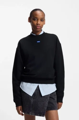 Sweatshirt i bomullsfrotté med logotyp