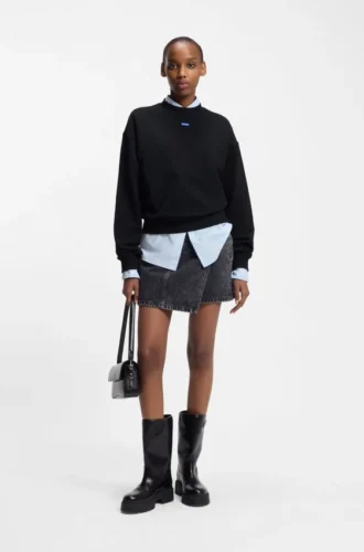 Sweatshirt i bomullsfrotté med logotyp