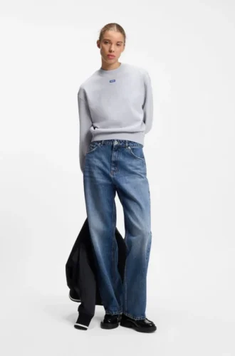 Sweatshirt i bomullsfrotté med logotyp