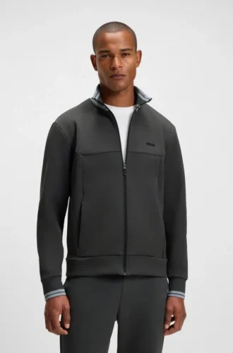 Sweatshirt med dragkedja och randiga detaljer i en bomullsblandning
