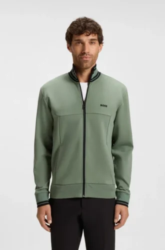 Sweatshirt med dragkedja och randiga detaljer i en bomullsblandning