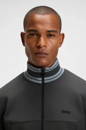 Sweatshirt med dragkedja och randiga detaljer i en bomullsblandning