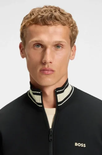 Sweatshirt med dragkedja och randiga detaljer i en bomullsblandning