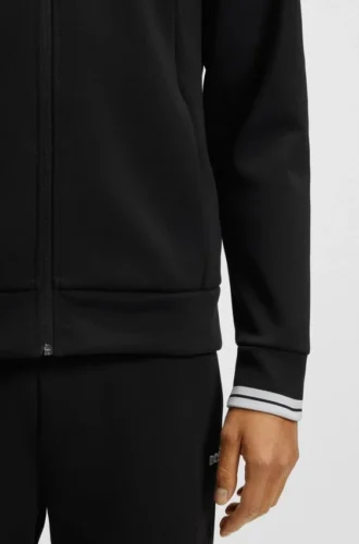 Sweatshirt med dragkedja och randiga detaljer i en bomullsblandning