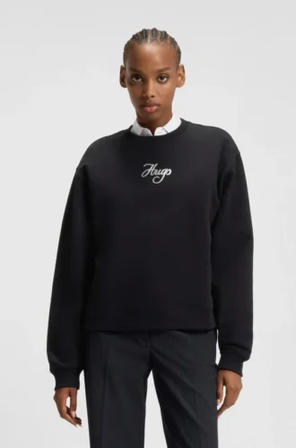 Sweatshirt med glitterlogotyp i bomullsfrotté