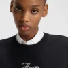Sweatshirt med glitterlogotyp i bomullsfrotté