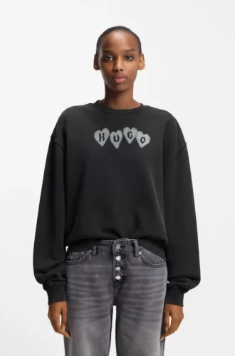 Sweatshirt med hjärtlogotyp i bomullsfrotté