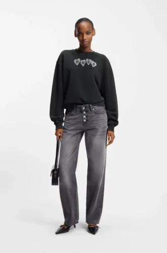Sweatshirt med hjärtlogotyp i bomullsfrotté