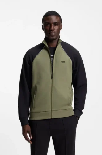 Sweatshirt med kontrastkant i bomullsblandning