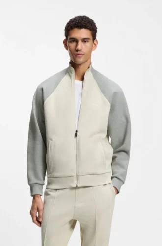 Sweatshirt med kontrastkant i bomullsblandning