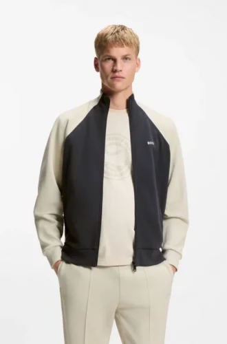 Sweatshirt med kontrastkant i bomullsblandning