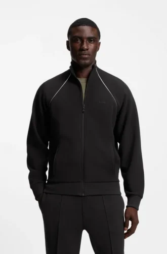 Sweatshirt med kontrastkant i bomullsblandning