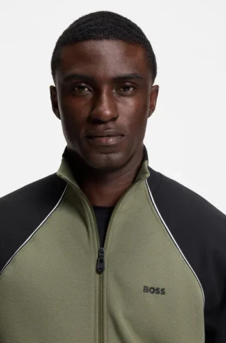 Sweatshirt med kontrastkant i bomullsblandning