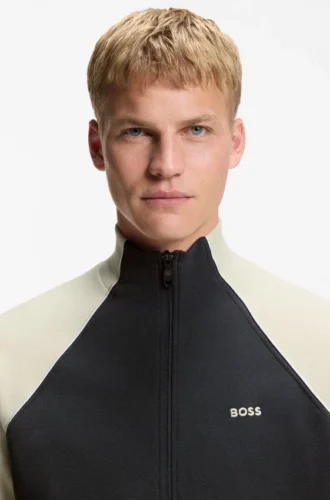 Sweatshirt med kontrastkant i bomullsblandning